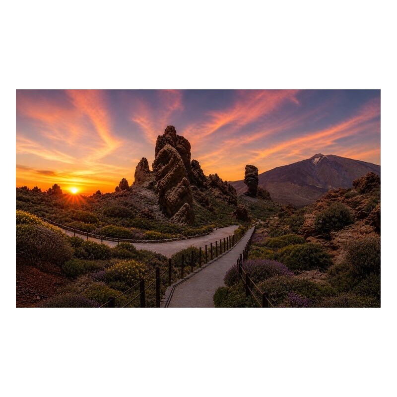 Roques de García i zachód słońca w Parku Narodowym Teide