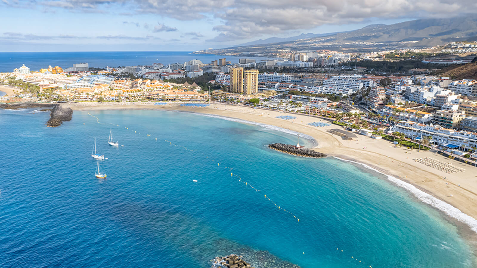 Szeroka Playa de Las Vistas między Los Cristianos i Las Américas